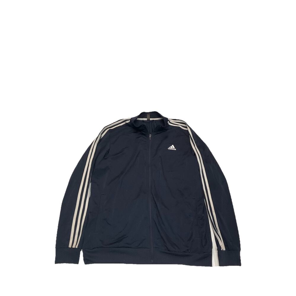 Adidas Full Zip Classic Track Jacket Size Large Blue w/ White Stripes
